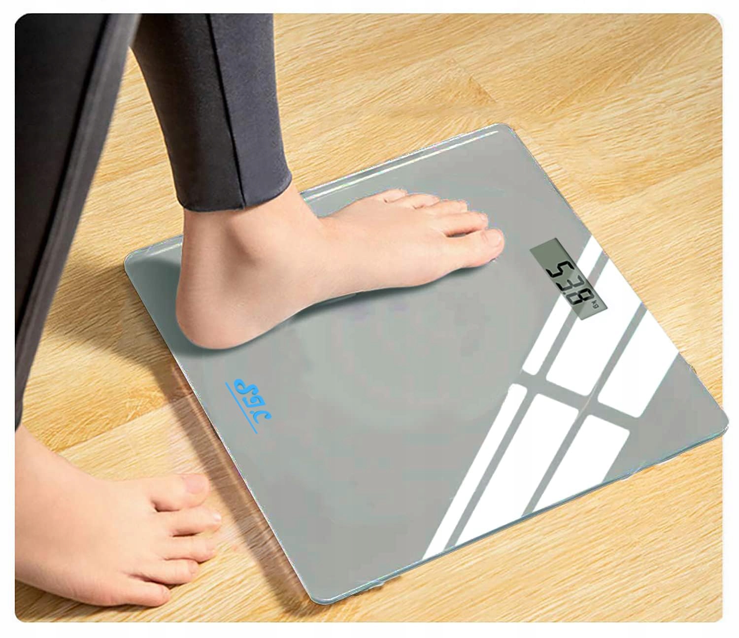DIGITALE WAGA ŁAZIENKOWA Z SENSOREM LCD SZKŁO HARTOWANE 180KG SZARA — miniatura 4
