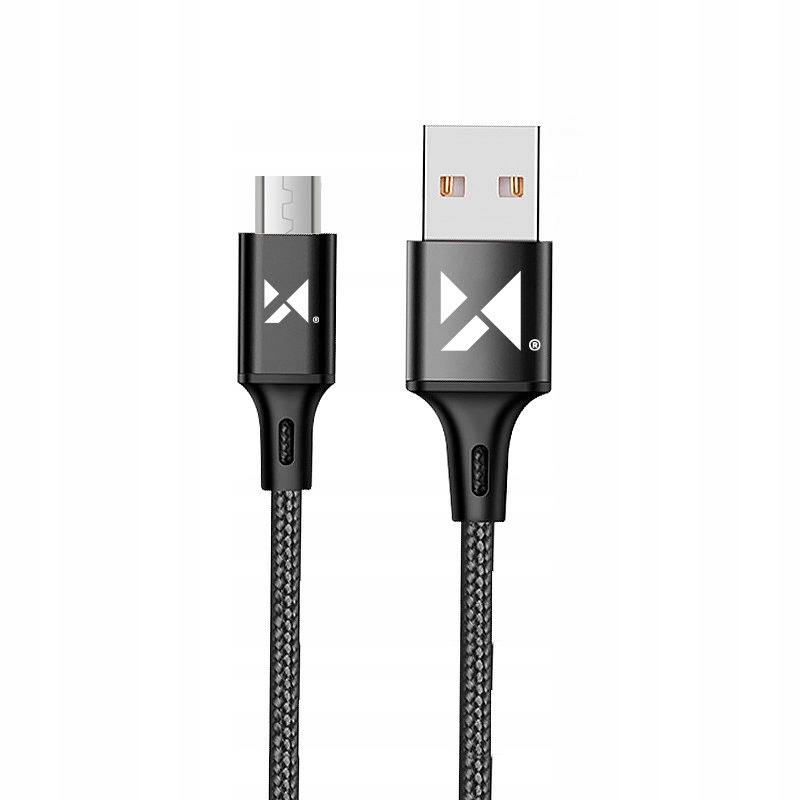 Mocny kabel przewód w oplocie Usb microUSB 2.4A 1m czarny