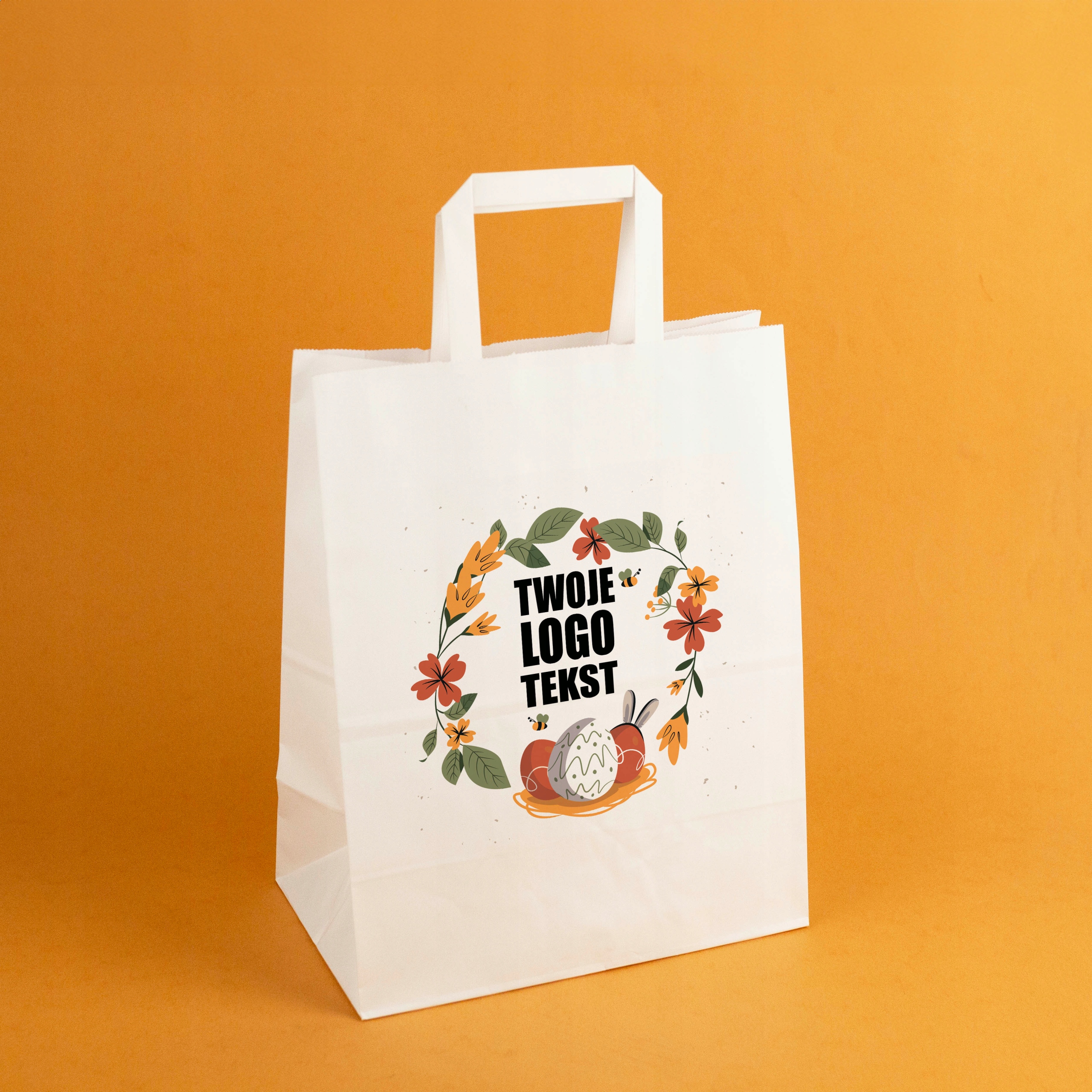 Ekologická velikonoční papírová taška 25x15x32 cm s vaším logem 30 ks