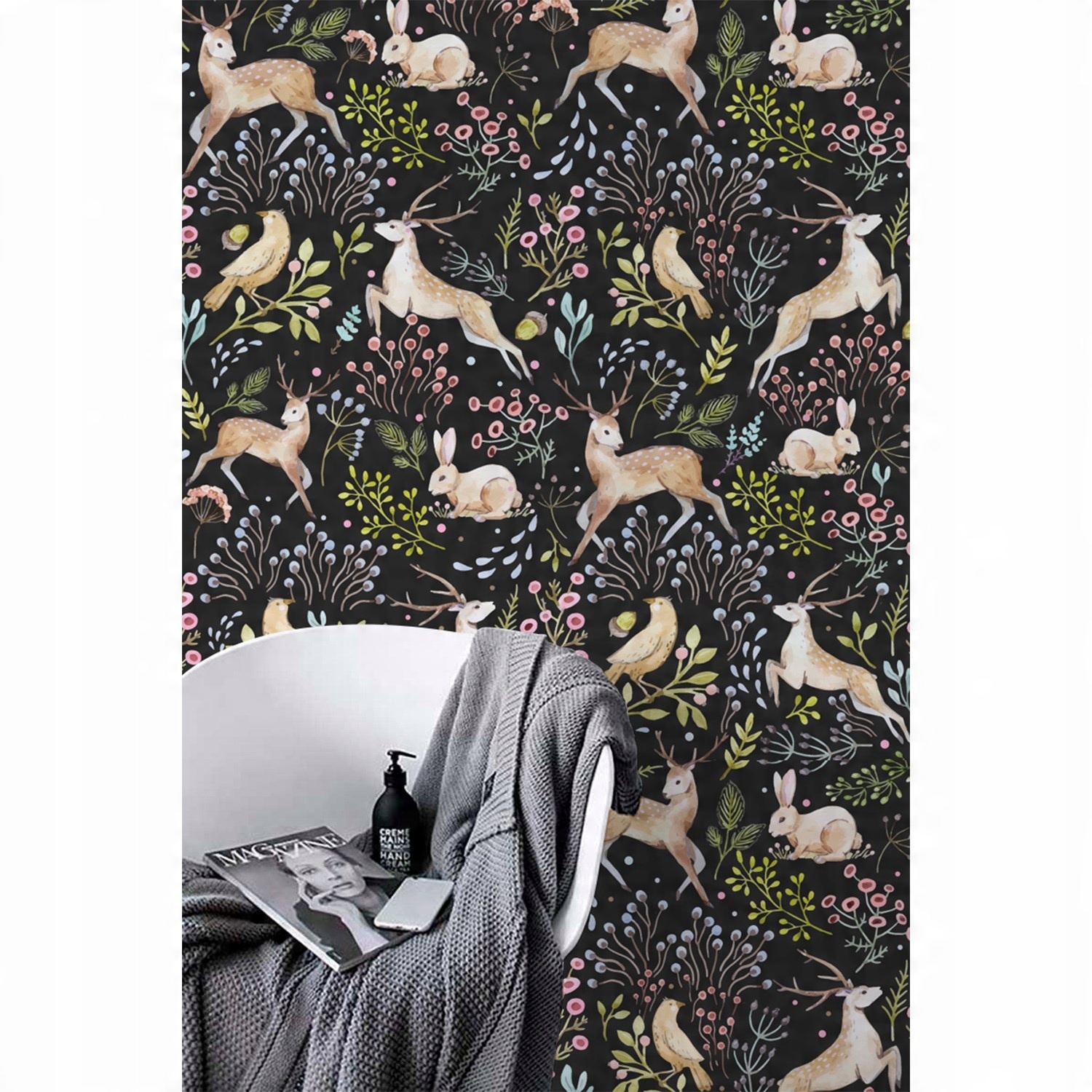 

Flizelina tapeta Wzór zwierzęta i kwiaty 208x146cm