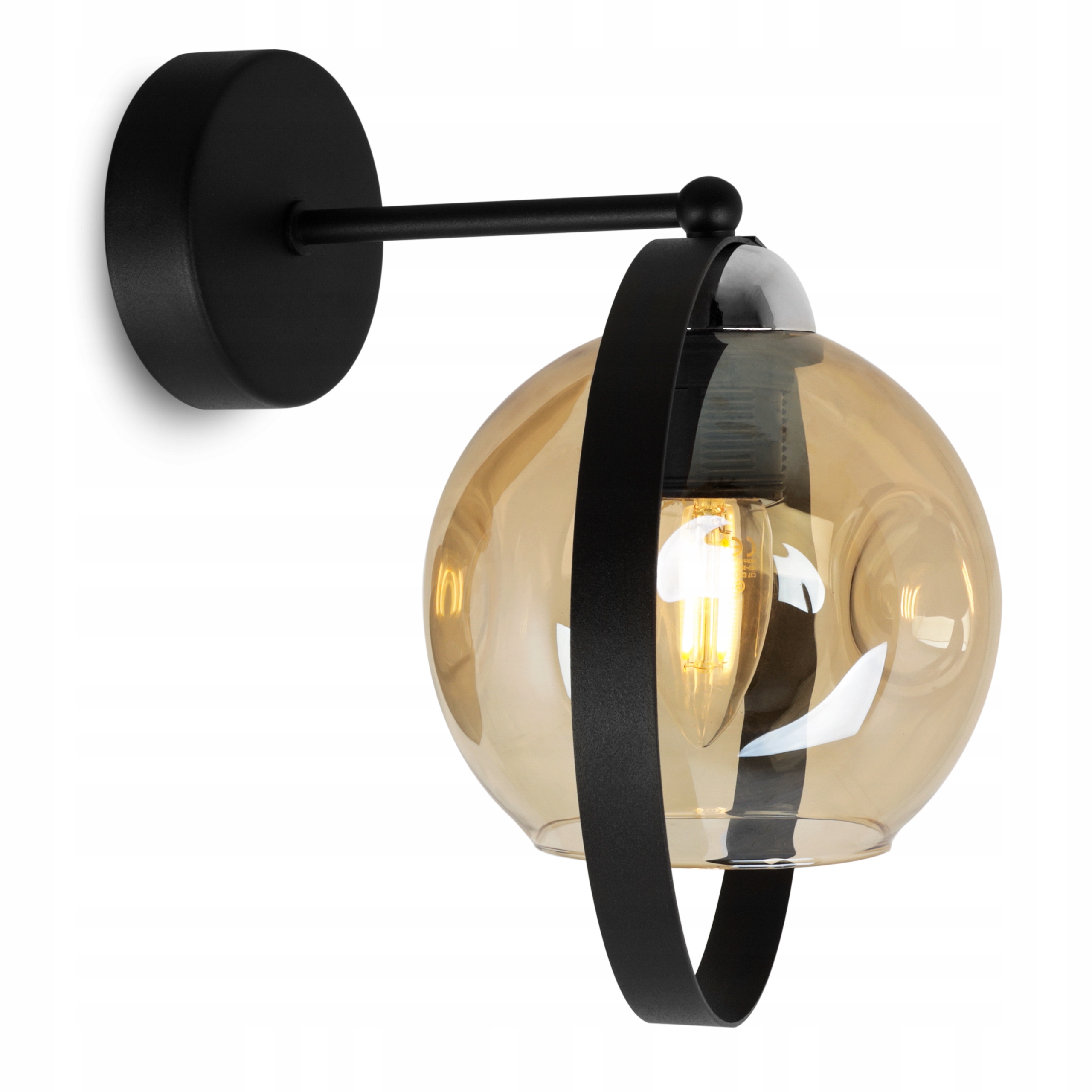 

Nowoczesna Lampa Kinkiet Szklany Miodowy Pierścień