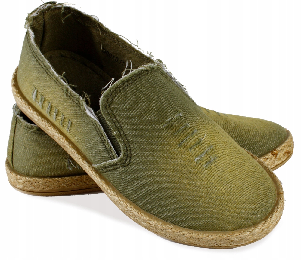

Espadryle zielone przetarte trampki khaki slip 30