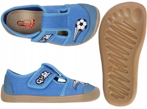 Kapcie Papcie Barefoot 3F Na Rzepy Elastyczne Jak Boso Niebieskie Piłka 31