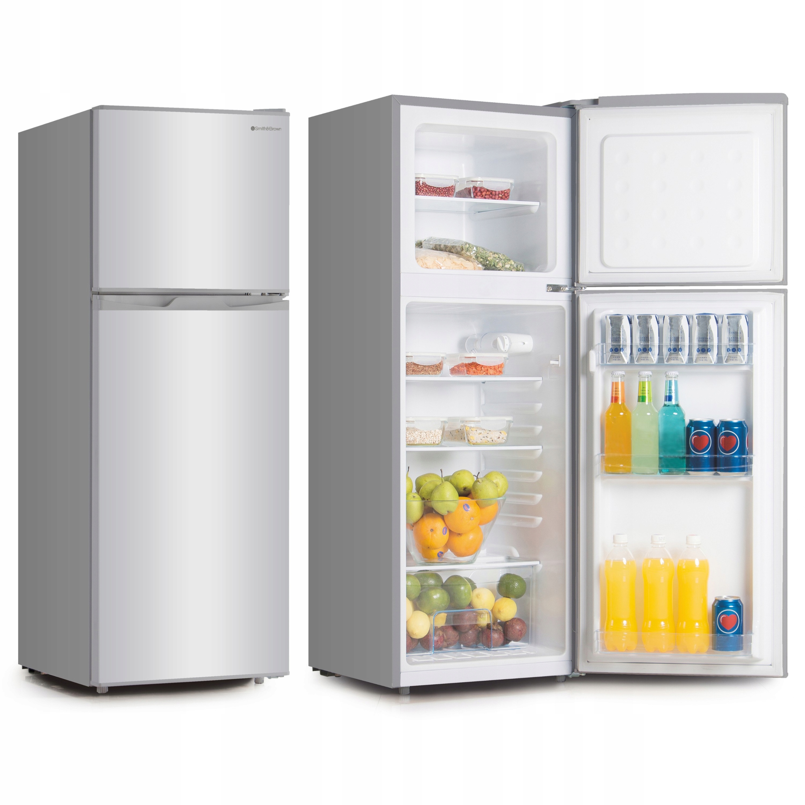 Lodówka z zamrażarką na górze 125cm 132L Smith&Brown SFTF-111-SE3 srebrna