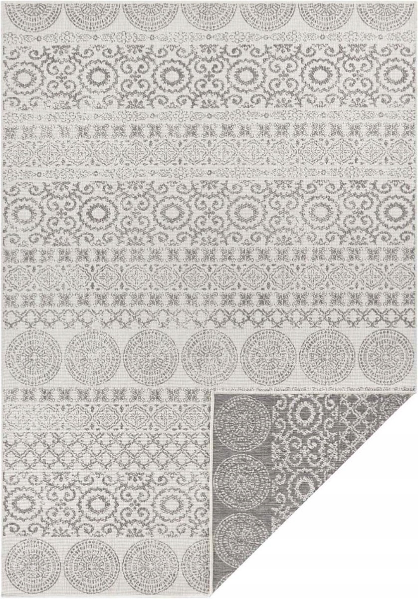 Koberec na terasu 240x340 cm vonkajší, obojstranný, šedo-krémový