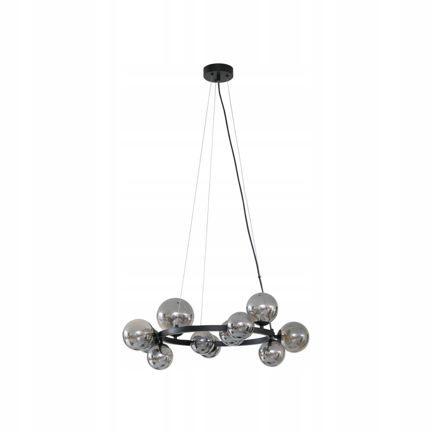 Lampa wisząca Lucande Naelen, czarny/szary, 64,3 cm, szkło, G9