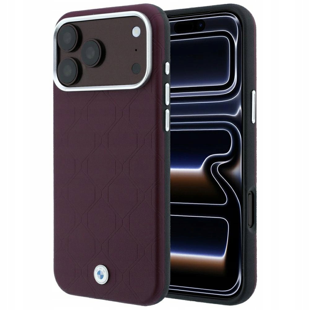 Pouzdro Bmw Sign Deboss Quilted MagSafe pro iPhone 18 Pro 17 Pro bordové