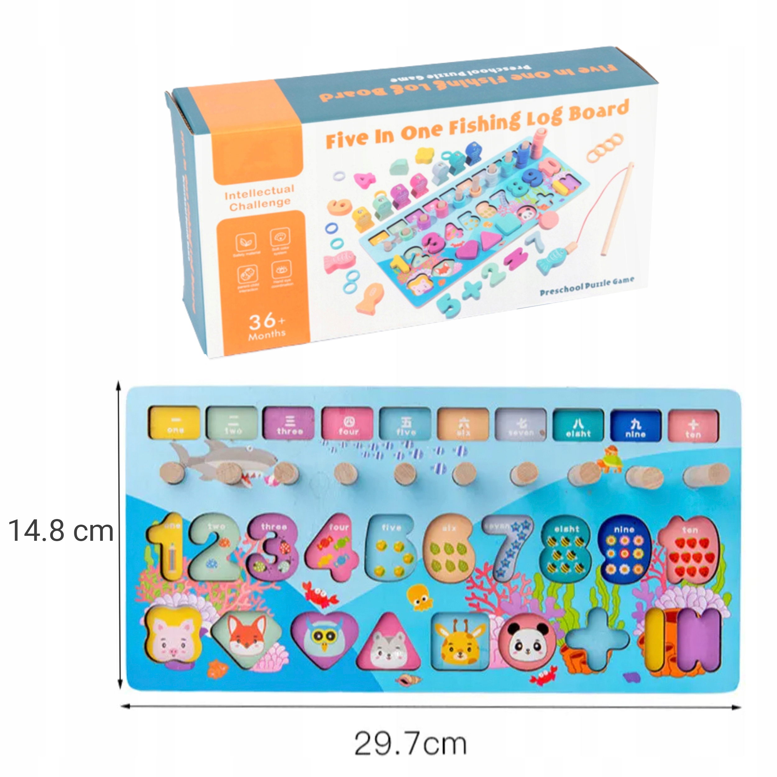 MONTESSORI DREWNIANA GRA ŁOWIENIE RYBEK LOGICZNA CYFERKI TRENING MÓZGU Marka bez marki