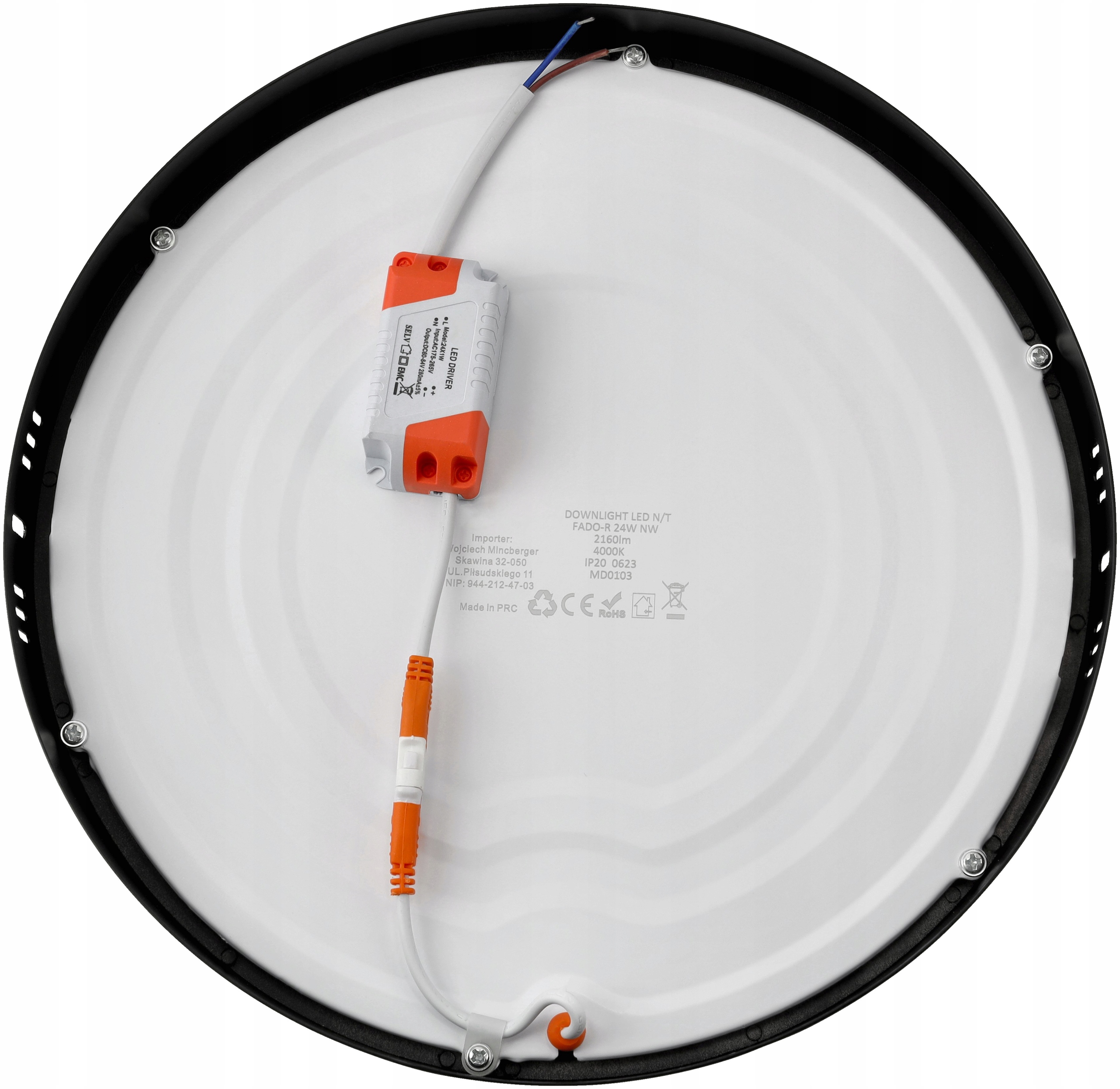 Panel LED Plafon Natynkowy Czarny 24W 1920lm EMC IP20 Aluminiowy PREMIUM Rodzaj gwintu zintegrowane źródło LED