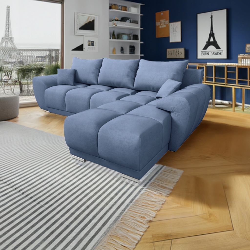 Moderní Prošívaný Rohová Sedací Souprava Rozkládací Rohová Sedačka S Funkcí Spaní Honey L