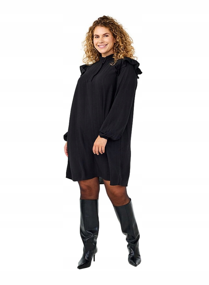 Zizzi Černá Šaty Tunika Volánová 000L 52