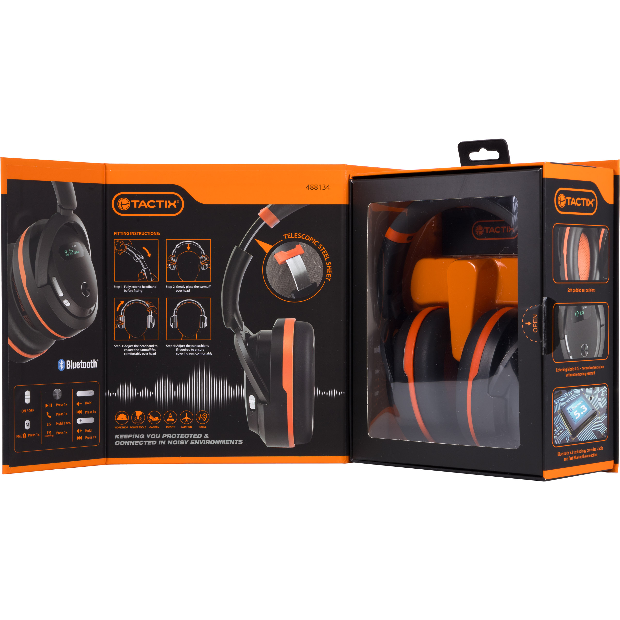 SŁUCHAWKI OCHRONNE NAUSZNIKI RADIO FM, BLUETOOTH 5,3 Funkcja LIS - TACTIX Stan opakowania oryginalne