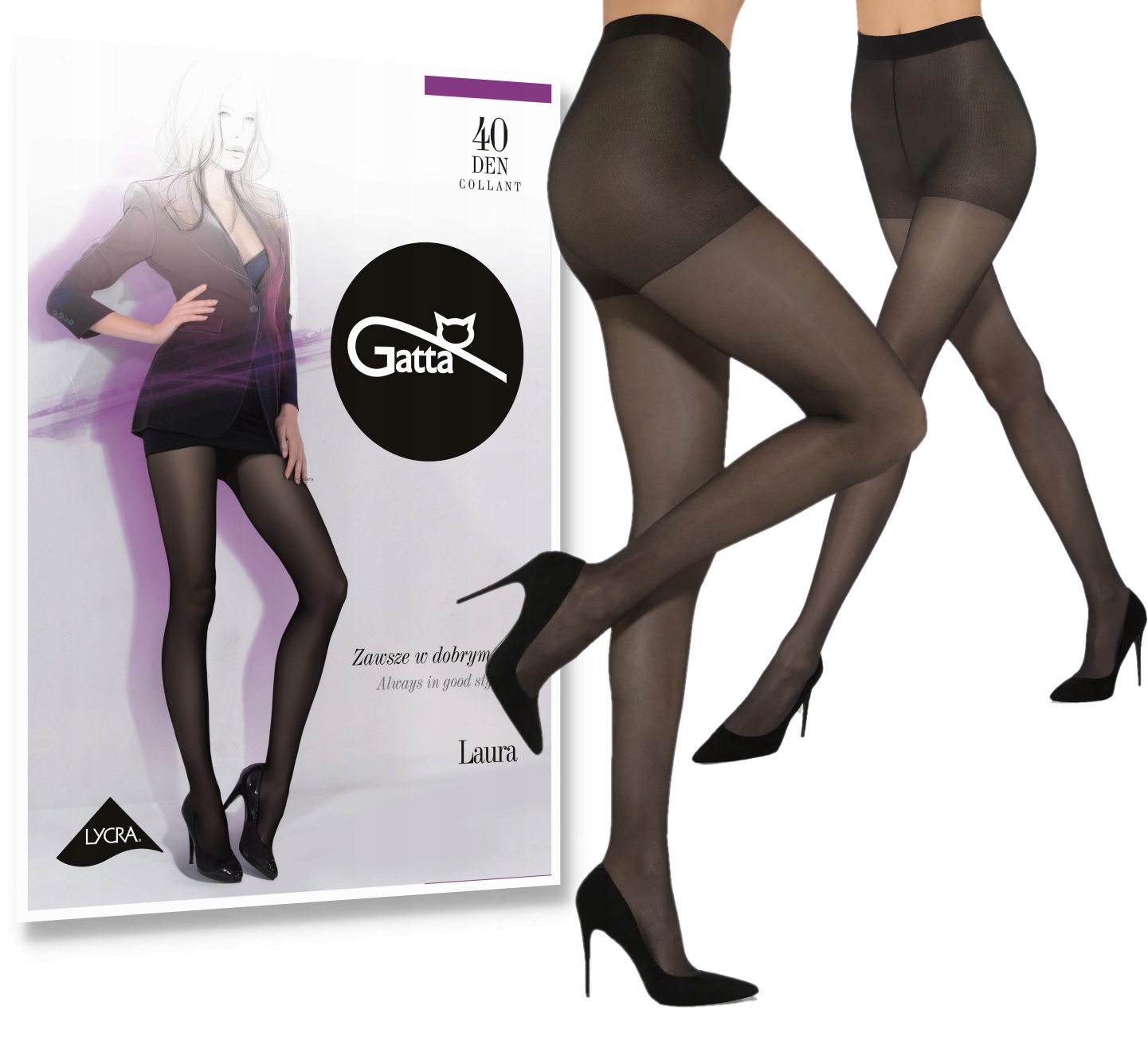 Rajstopy klasyczne lycra 40den Gatta Laura 2 nero