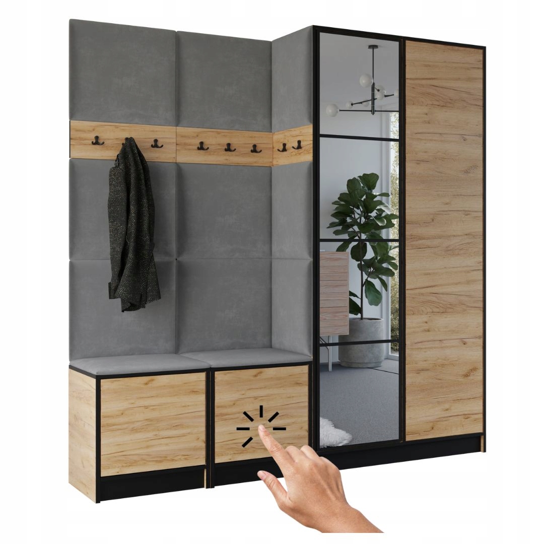 Šatní skříň Costa 21 dub craft zlatý šedá tkanina Vzor 1