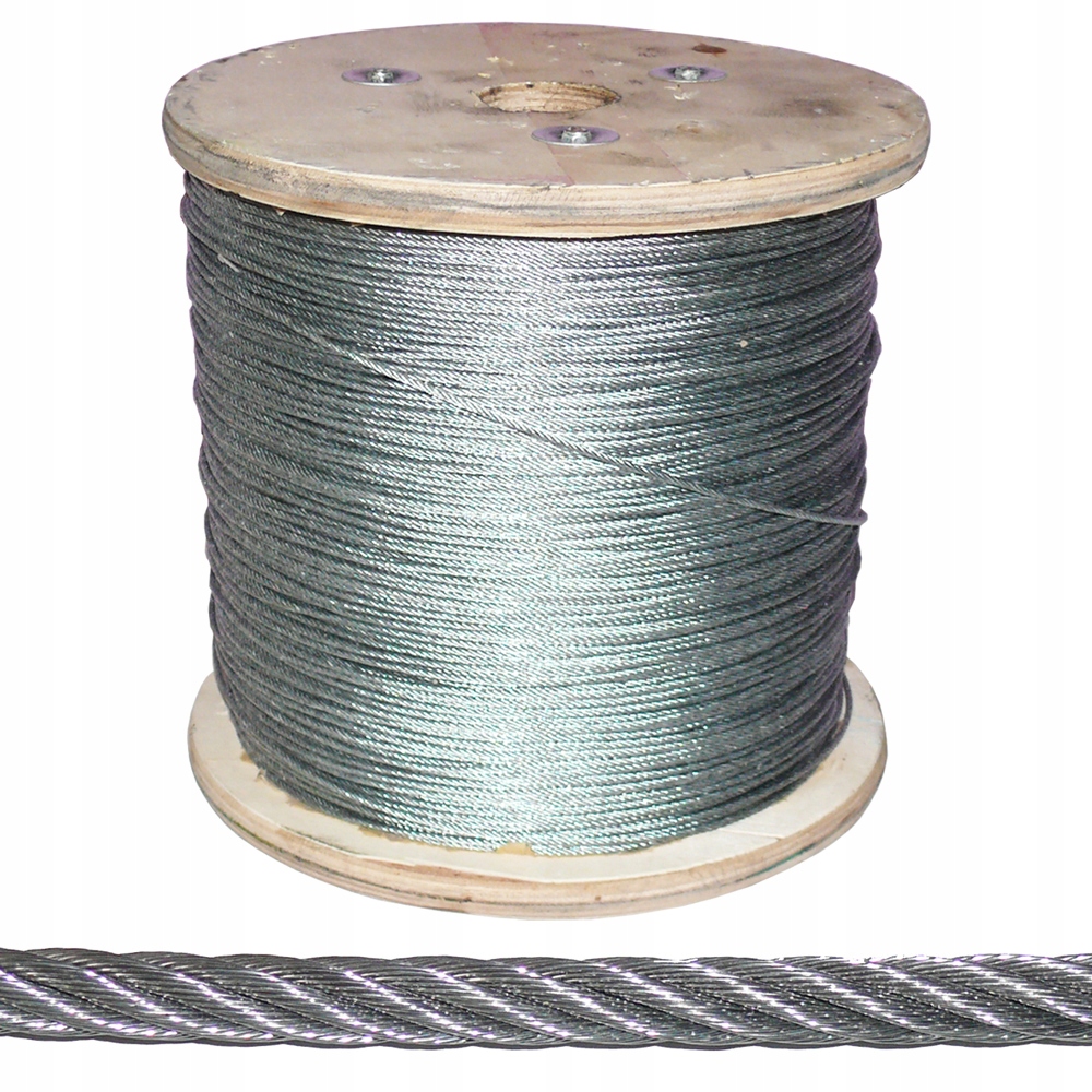 500m Lina Linka Stalowa Fi 3mm metalowa splot 6x7+FC ocynkowana ocynk