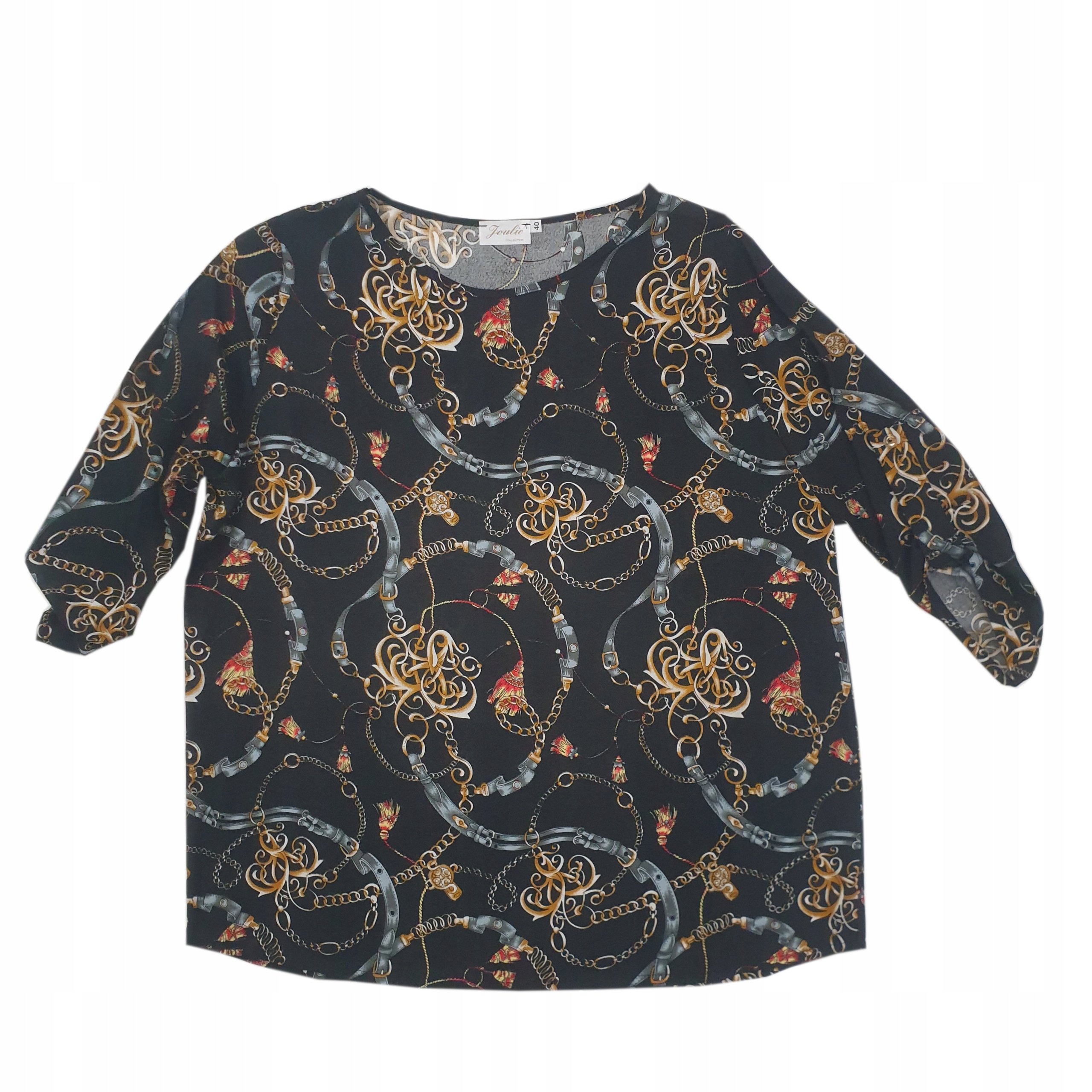 Bluzka damska CZARNA kolorowe wzory 42