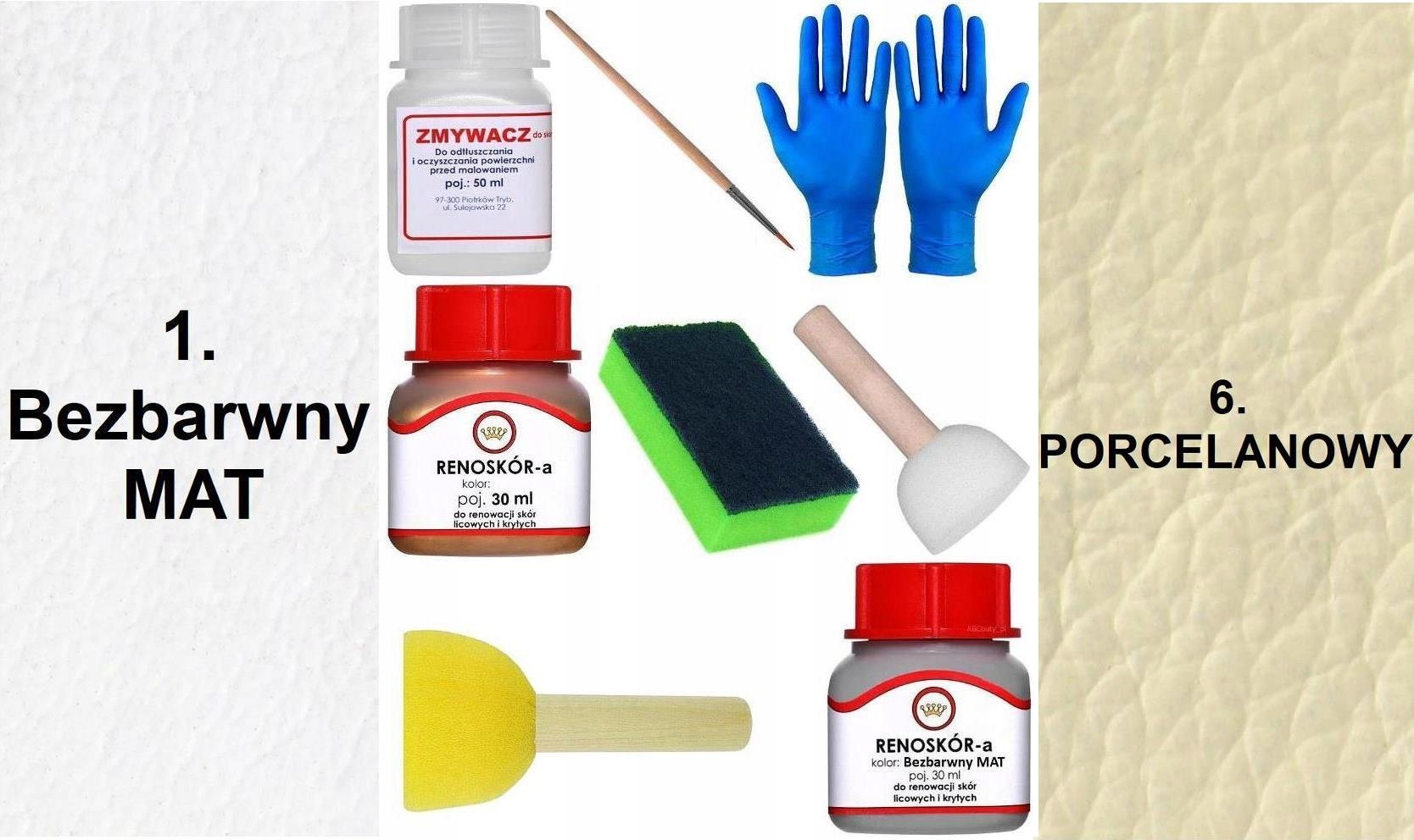Zestaw Do Renowacji Skóry Kierownicy Lakier Bezbarwny Mat Farba Porcelanowy