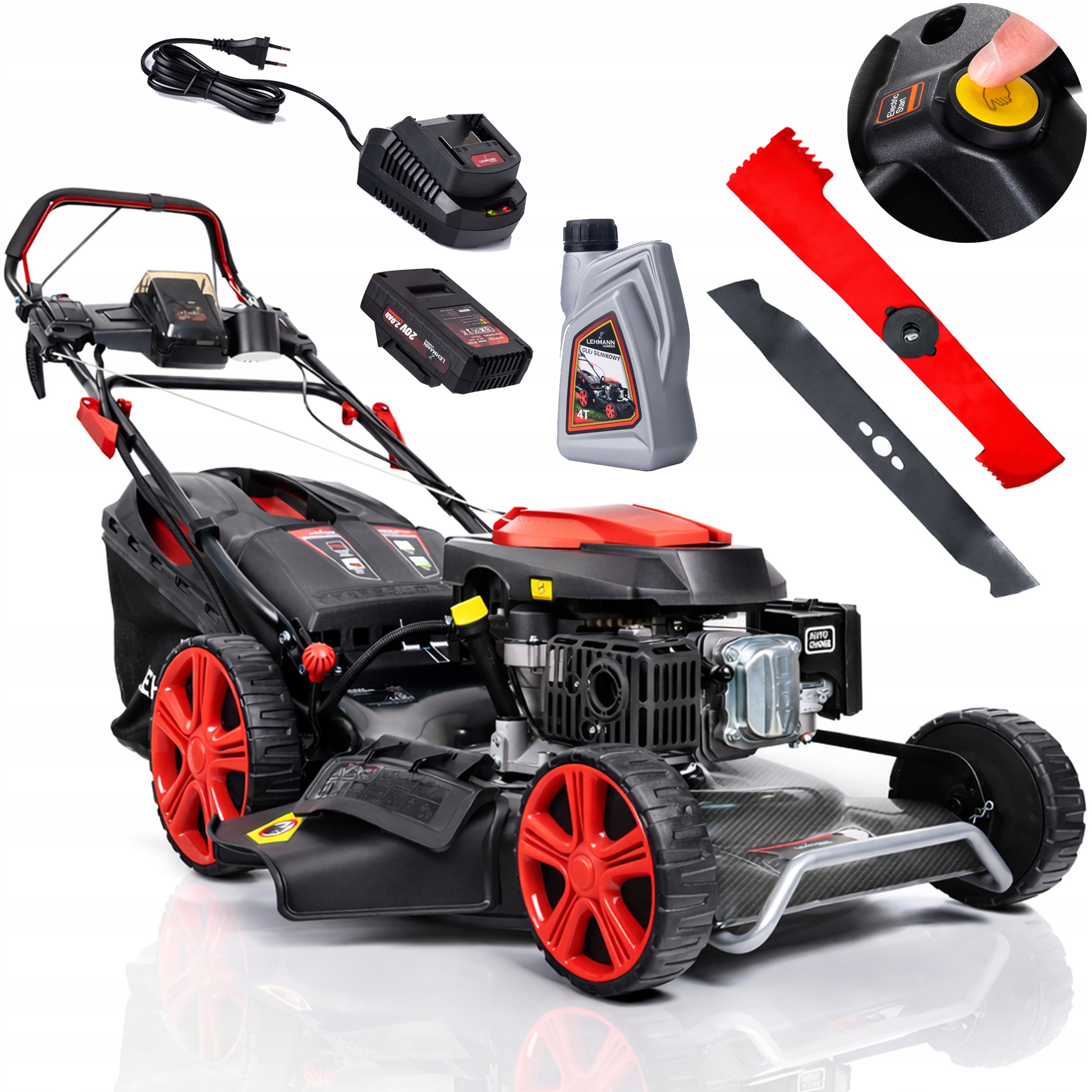 KOSIARKA SPALINOWA 55 CM Z NAPĘDEM ELEKTRYCZNY ROZRUSZNIK 196CC 10W1 + OLEJ