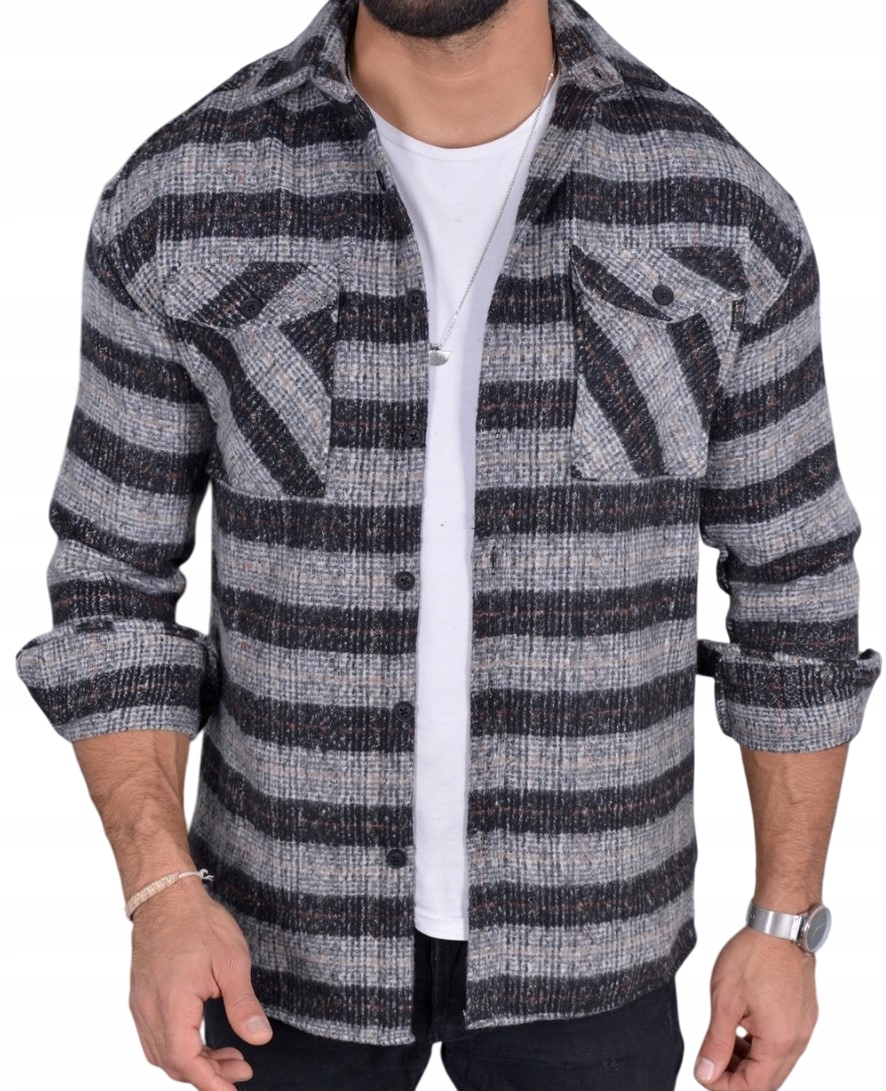 Flanelová pánská košile s mřížkou a kapsami, bavlněná XXL