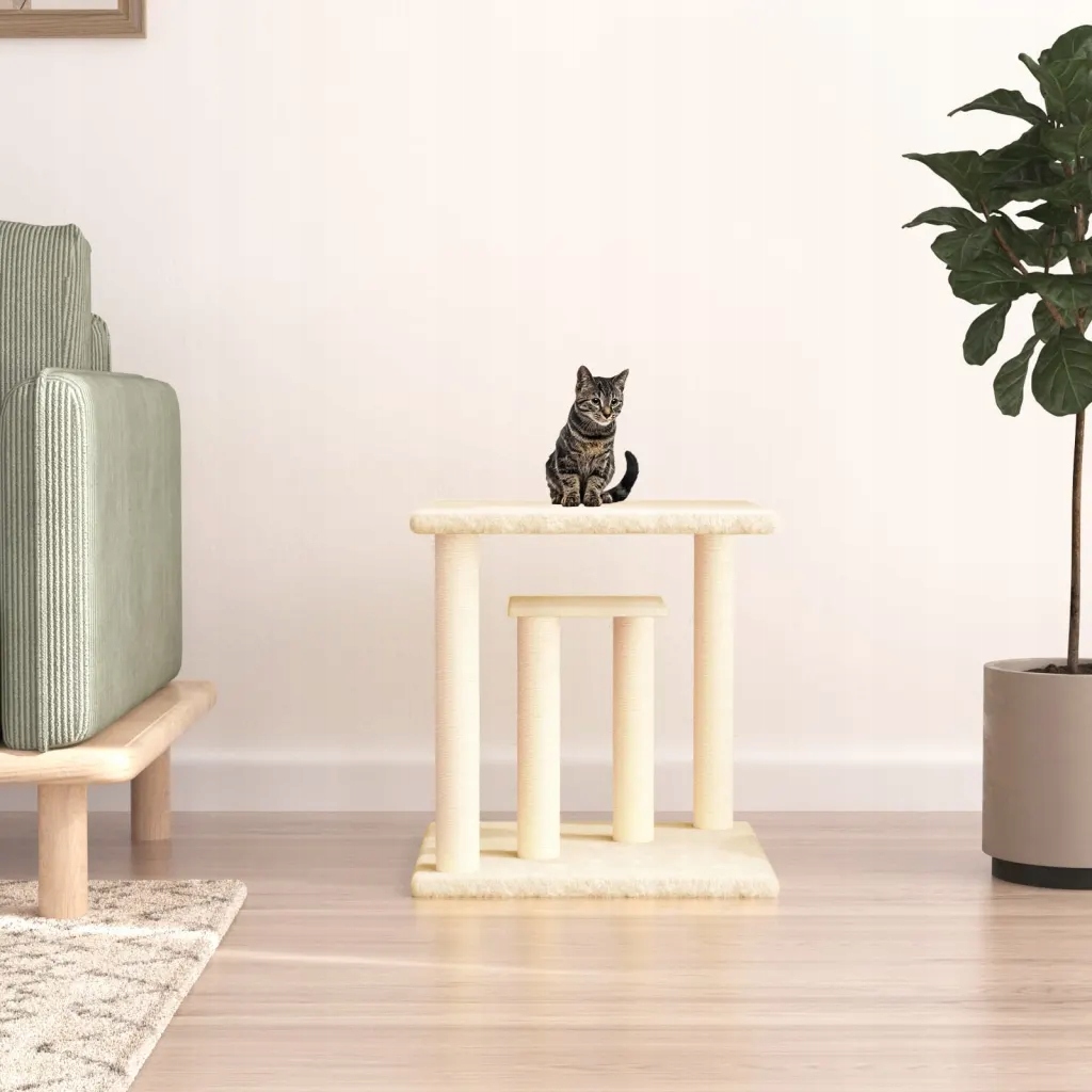 Levně Petrashop Škrabadlo pro kočky s plošinami krémové 50 cm Krémová 172043