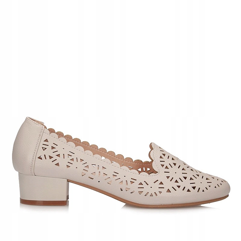 Dámské polobotky M. Daszyński SA200-1 White, béžové ažurové baleríny