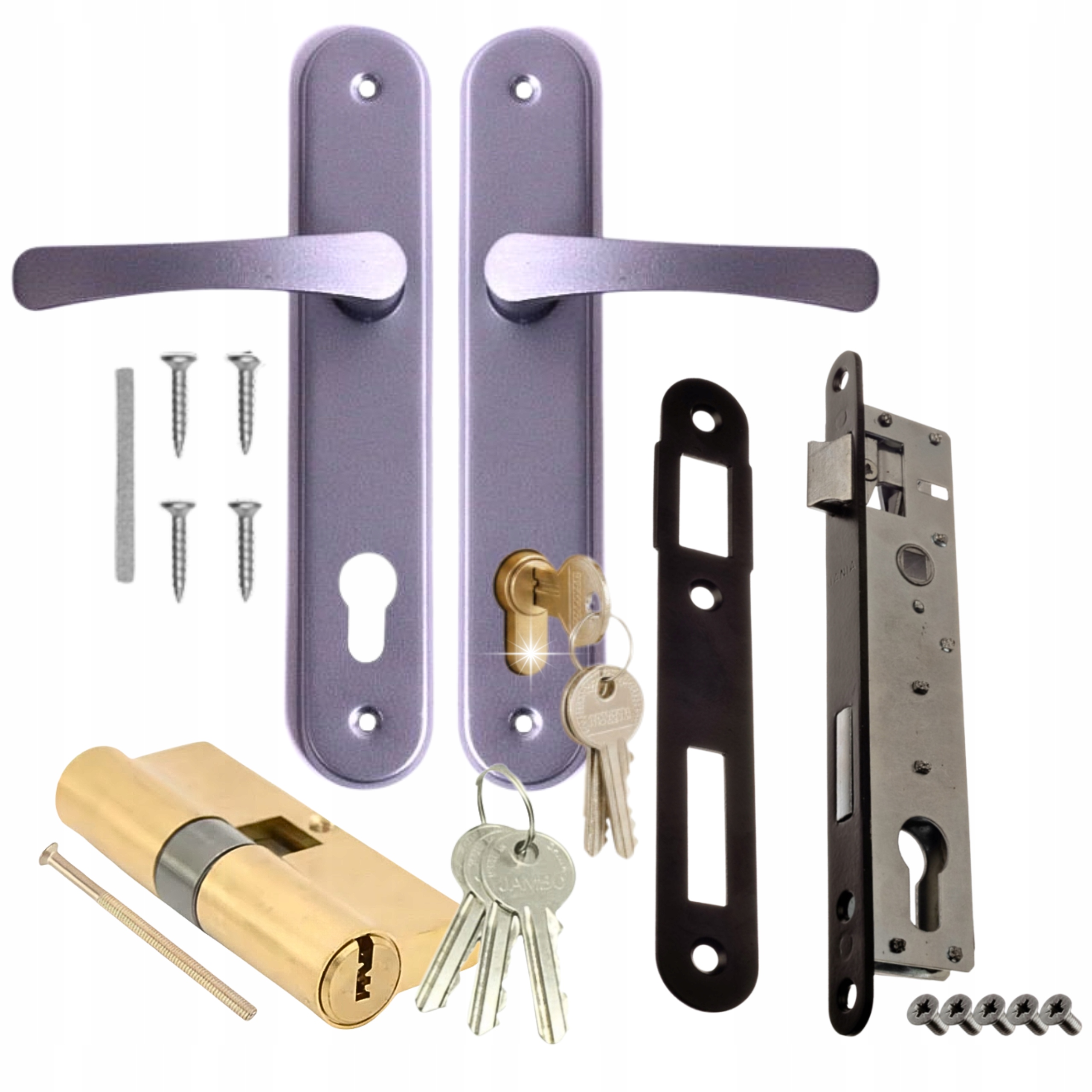 Set stříbrná klika pro dveře brány a branky 90/22 zámek vložka 30/30