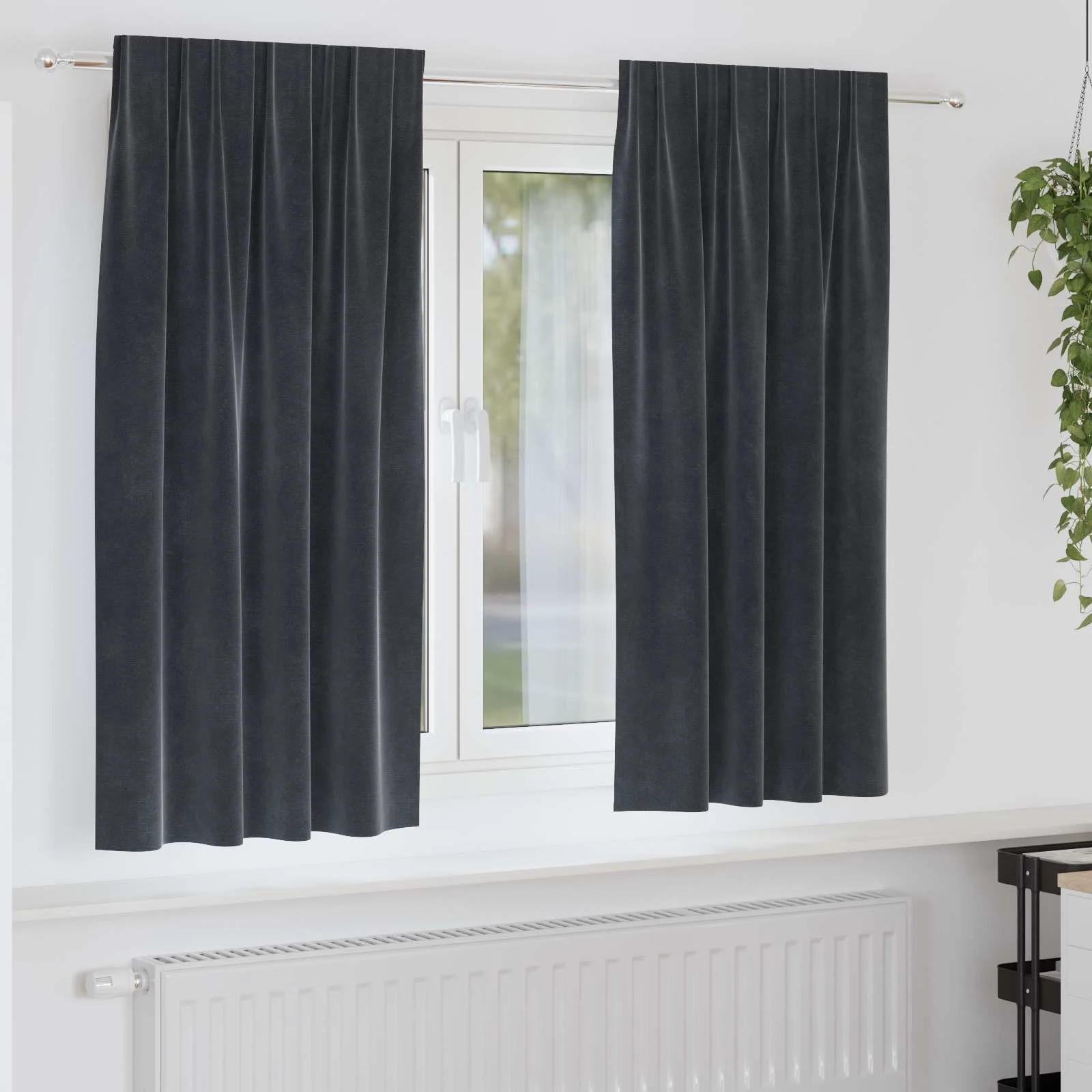 vidaXL Zatemňovací závěsy 2 pcs Tmavě šedá 140 x 175 cm samet