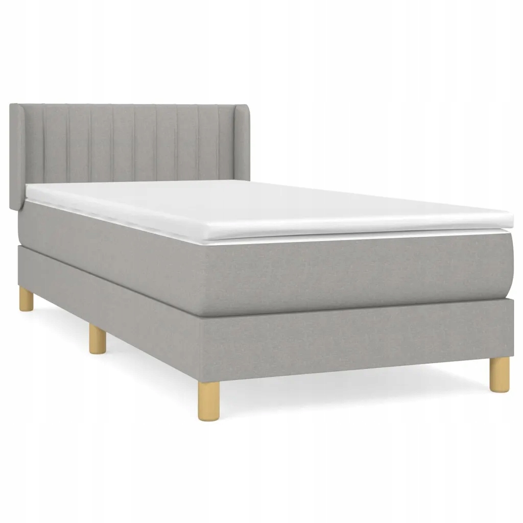 Kontinentální postel 203x93x78/88 cm světle šedá s matrací 90x200x20 cm