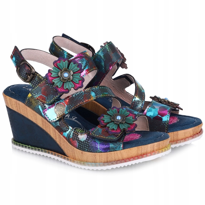 Dámské sandály na klínku Laura Vita Ballon 22 Jeans AS308-22 Vel. 39