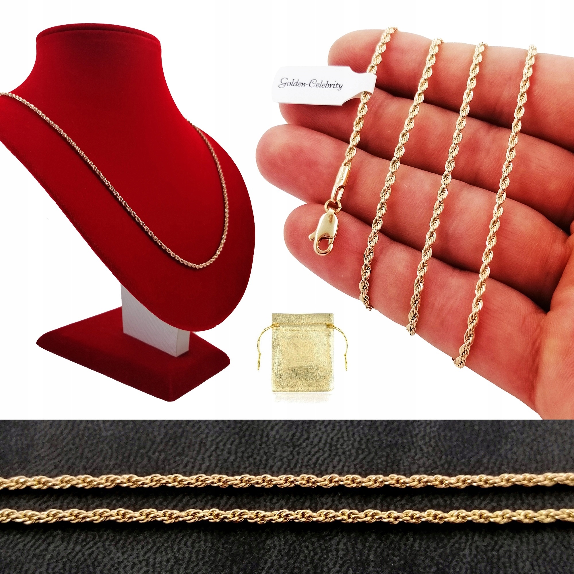 

Złoty Łańcuszek Kordel Stal Chirurgiczna