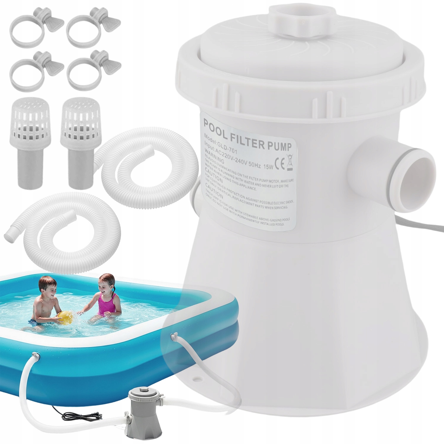 Filtrační Čerpadlo Pískový Filtr Do Bazénu 1132 L/h 15 W Spojky, Hadice