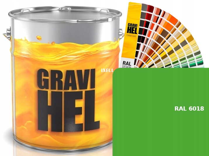 RAL 6018 ZIELONY ŻÓŁTY lakier BAZOWY GRAVIHEL niemetaliczny 1 litr 338