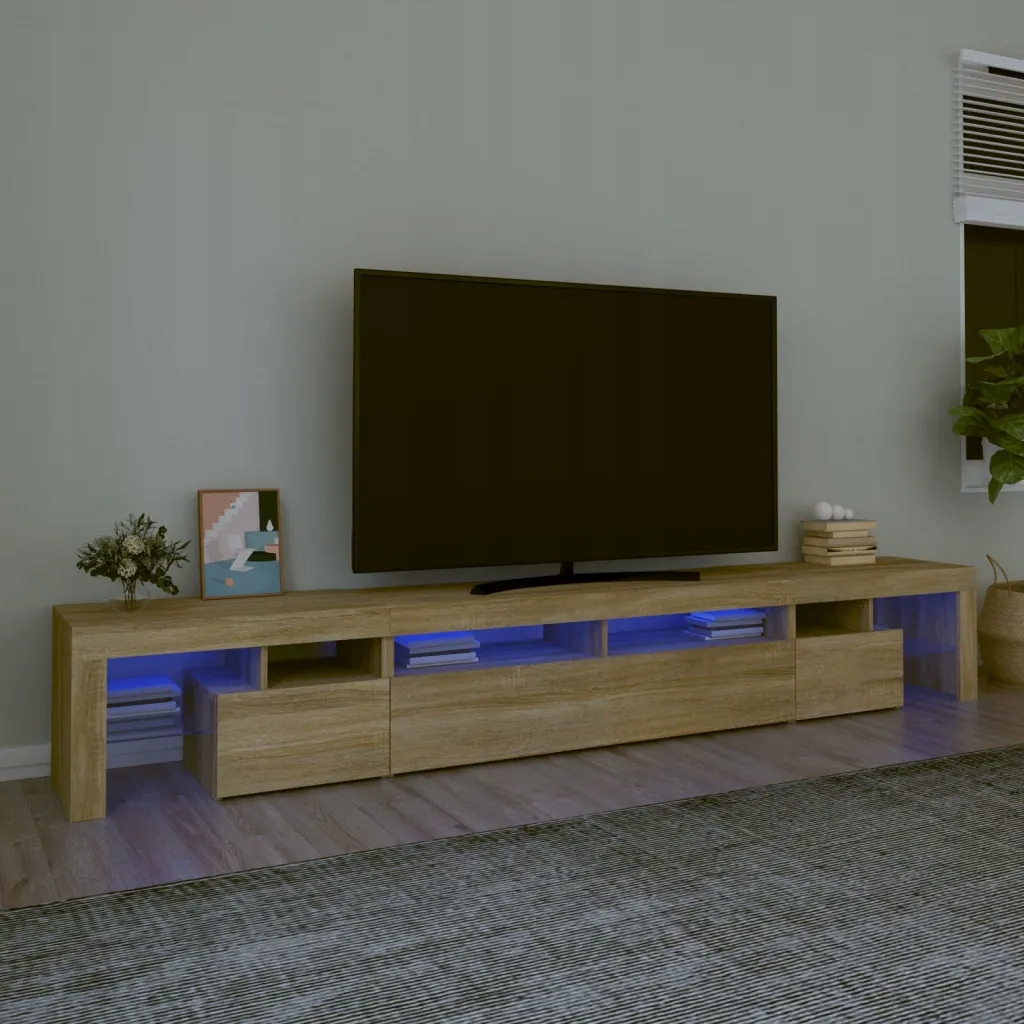 Tv skříňka s Led osvětlením dub sonoma 260x36,5x40 cm Hnědá 3152780