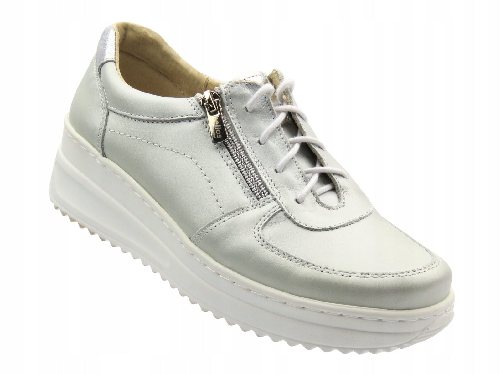 Dámské Stříbrné Polobotky Helios 419 Se Zapínáním Na Zip, Pohodlné Kožené