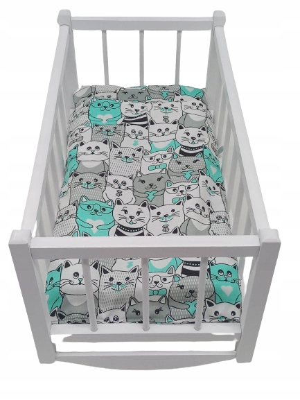 KOŁYSKA DREWNIANA dla lalek + POŚCIEL 3elementy