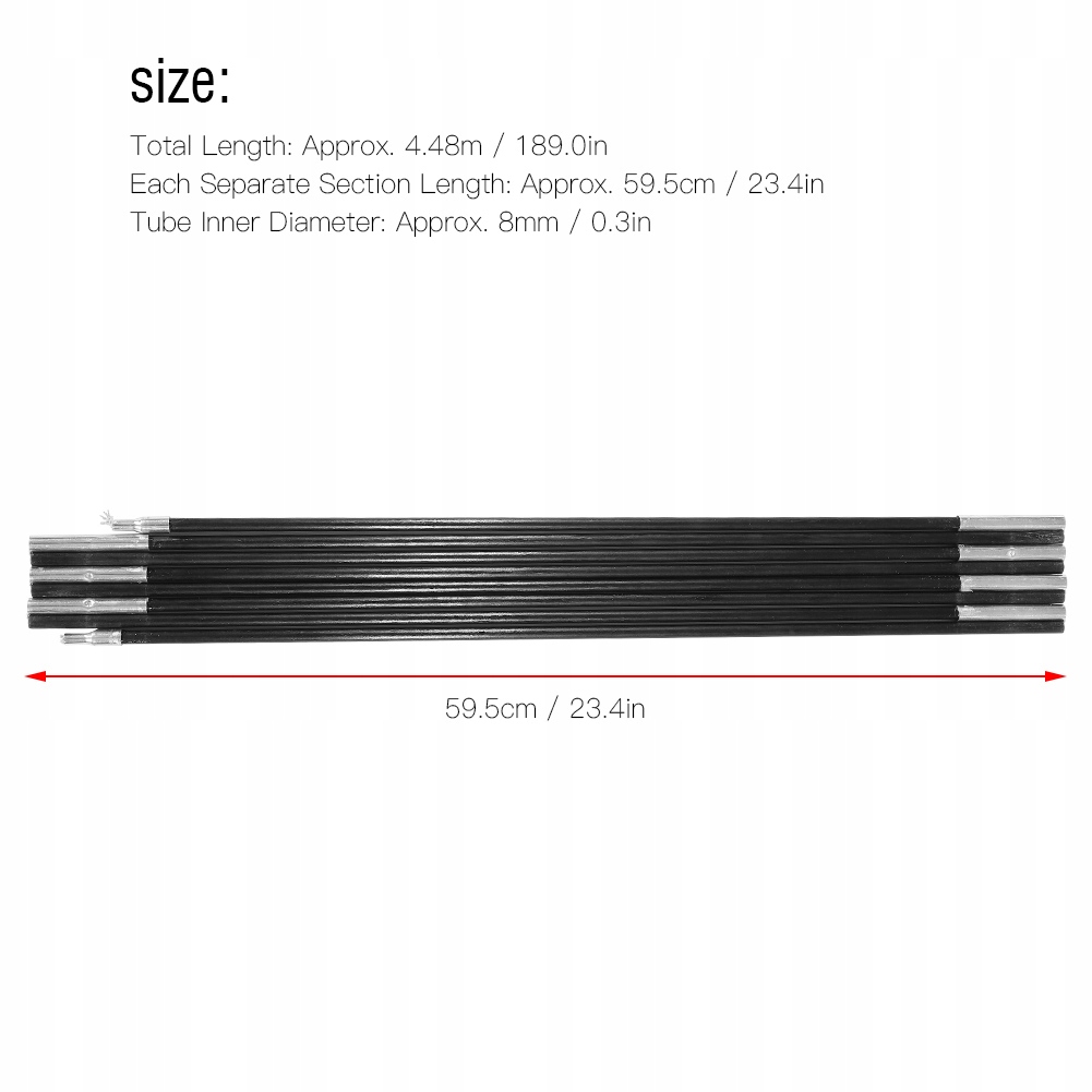 2SZT PAŁĄK STELAŻ NAMIOTU SEGMENT 8PAŁĄKÓW 8MM Model Pałąki