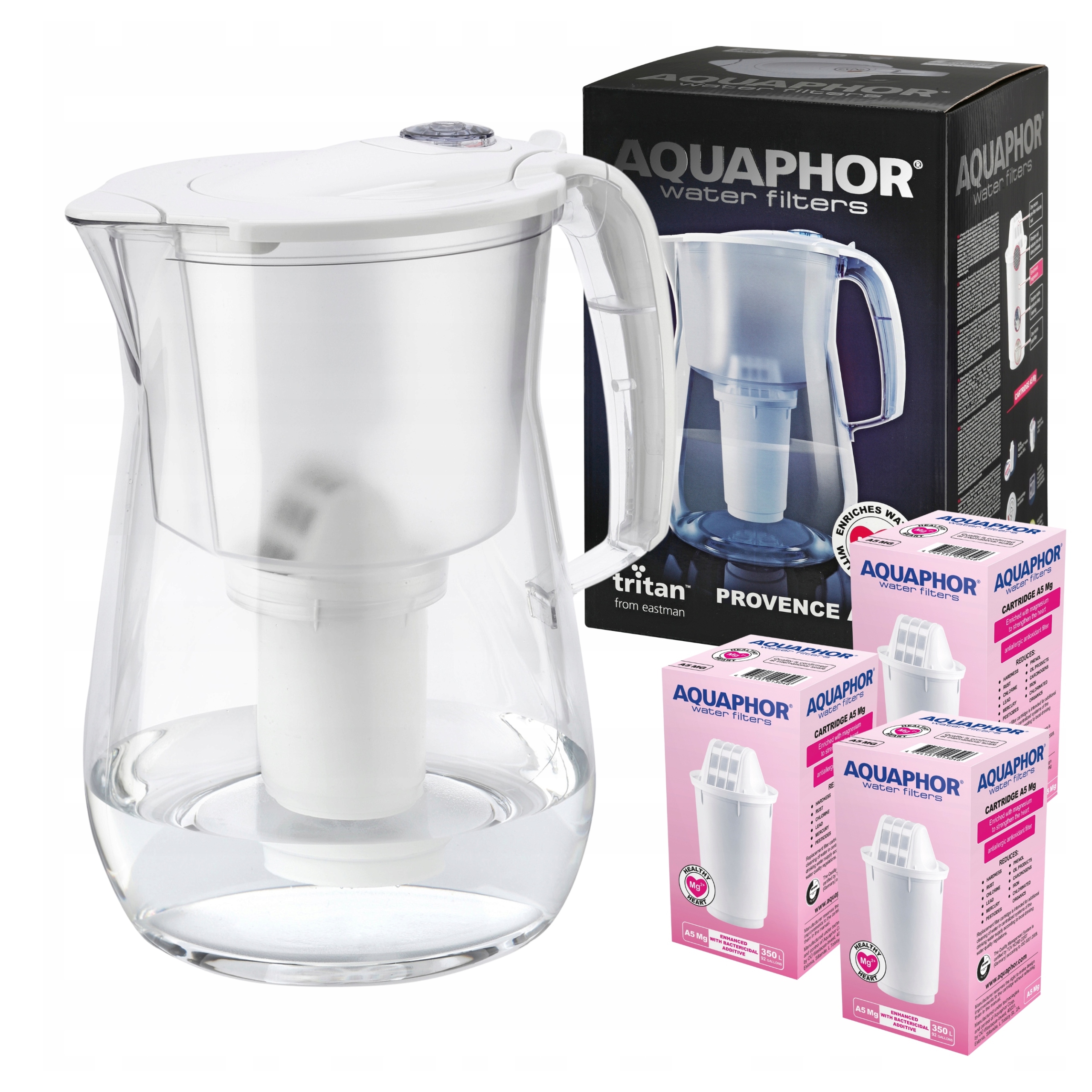 Aquaphor Provence 4,2L Dzbanek Filtrujący Wodę 3 filtry magnezowe A5 Mg