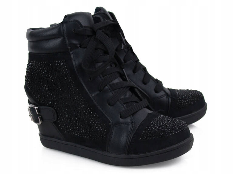

Sneakersy Na Koturnie Botki Czarne E9A2021-2 38