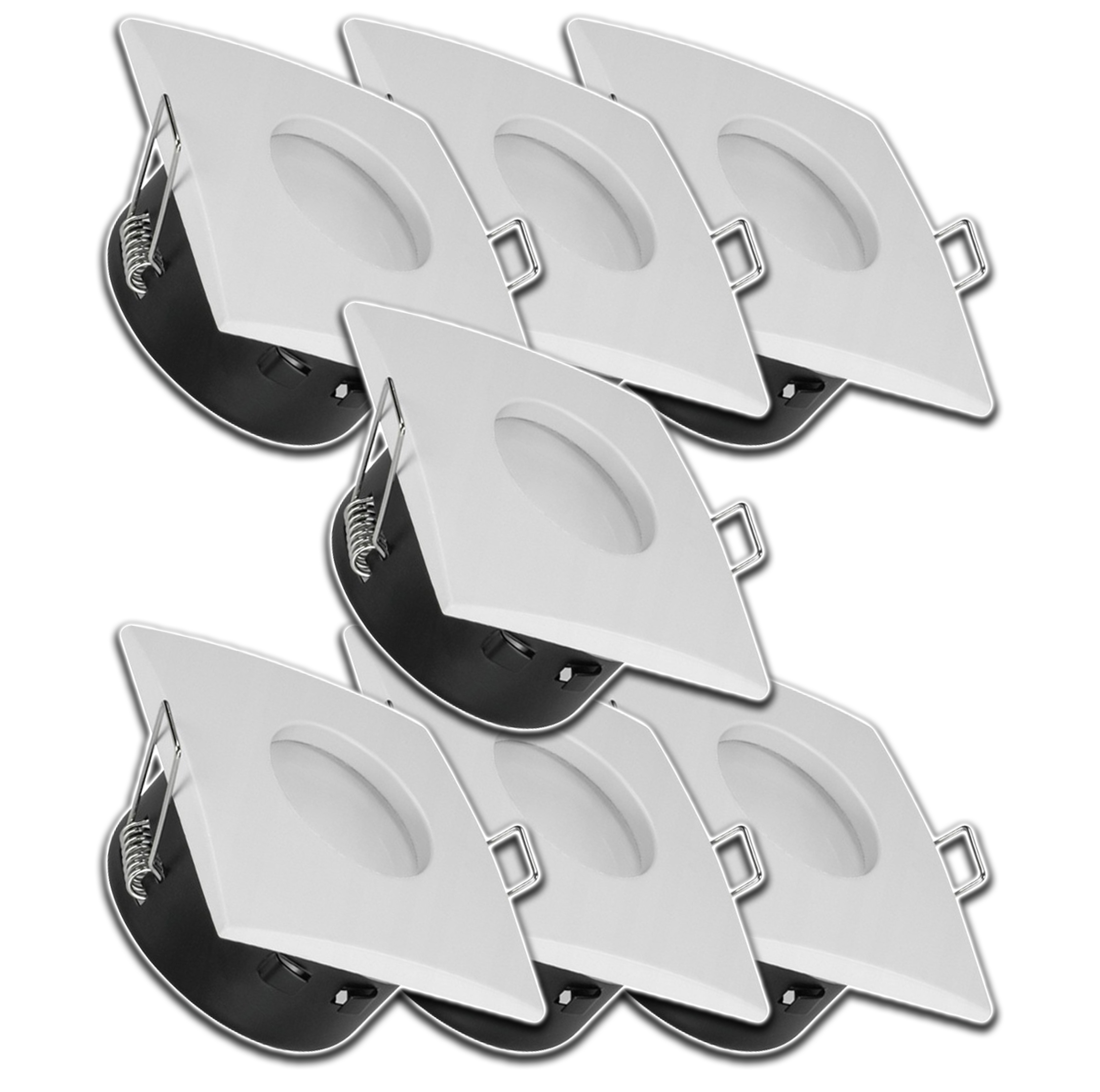 7x Bílá Čtvercová Hermetická Voděodolná Podrážka Strop Halogen