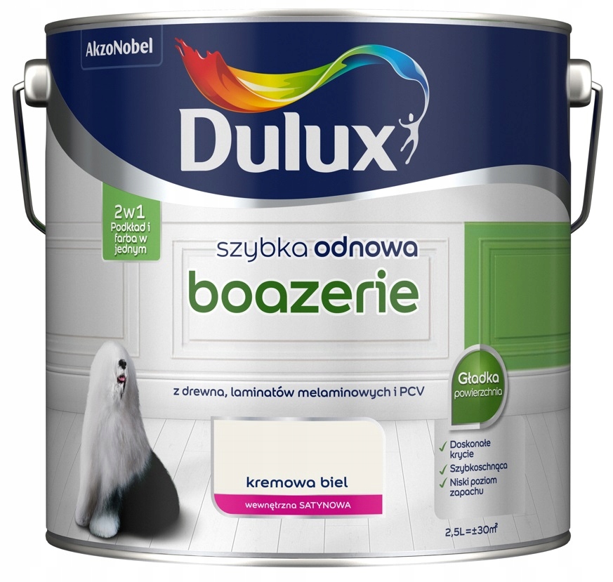 

Dulux Szybka Odnowa boazerie, kremowa biel, 2.5l