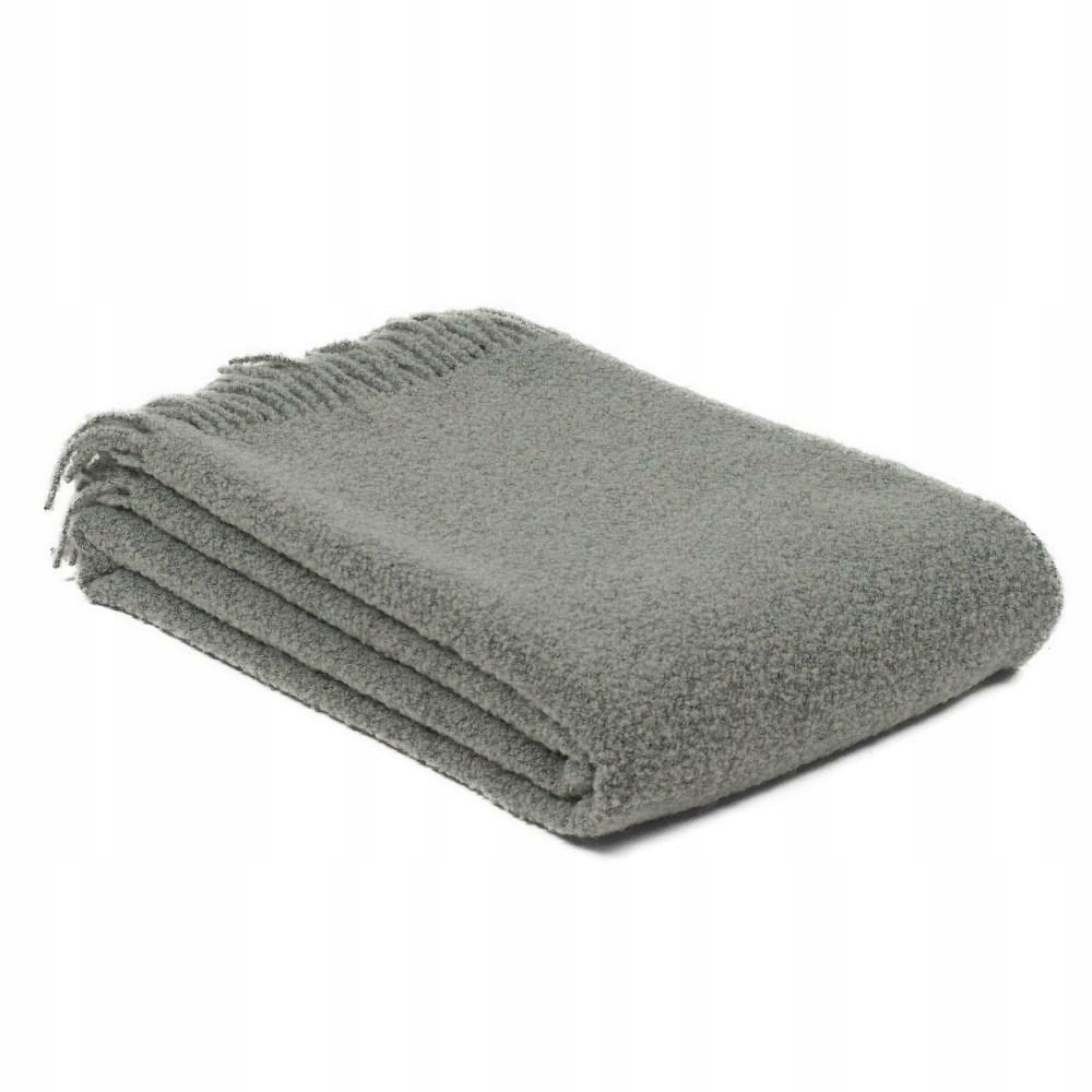 Vlněná deka merino Bukle 140x200 šedá s třásněmi