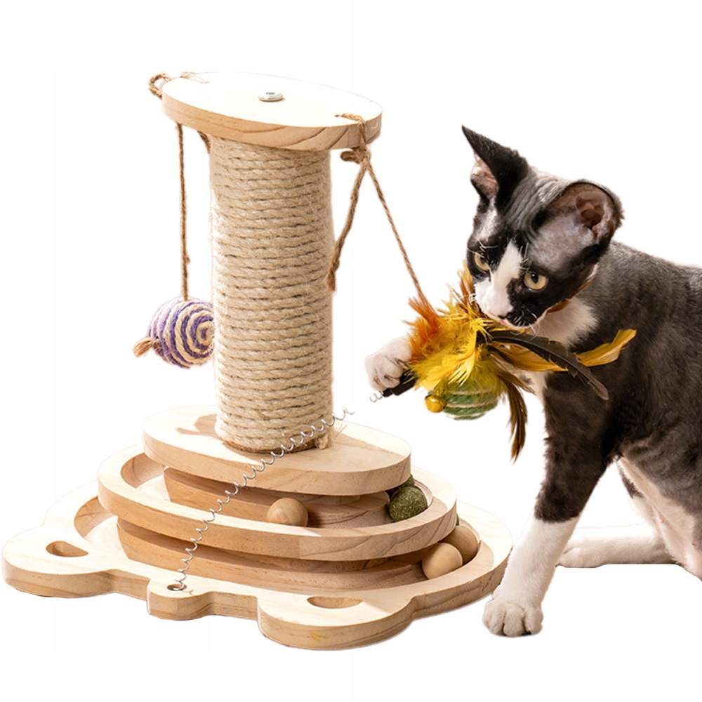 Škrabadlo A Hračka Pro Kočky Sisalová Věž Protiskluzová Základna 30X24X30 CM