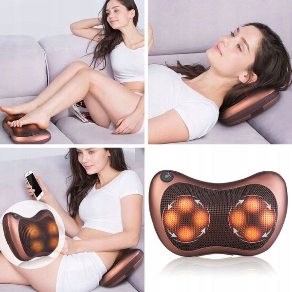 МАСАЖНА ПОДУШКА ШІАЦУ ДЛЯ ШИЇ, СПИНИ, МАСАЖЕР, З ПІДІГРІВОМ, Модель №4764