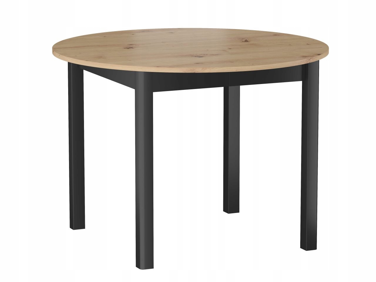 Stół okrągły rozkładany do jadalni dąb artisan czarny 102-144 cm Elvor