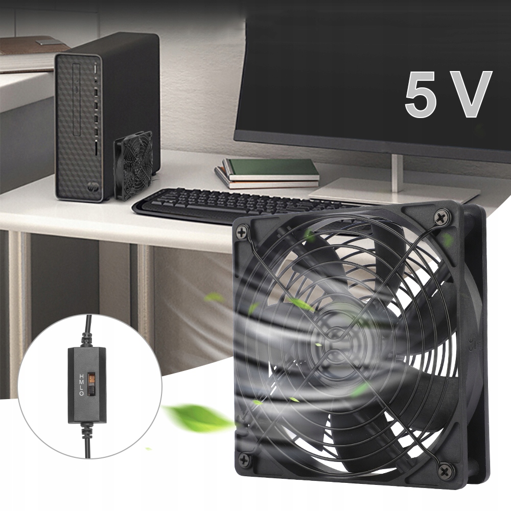 WENTYLATOR CHŁODZĄCY KOMPUTER 14 CM, 3 REGULOWANE PRĘDKOŚCI, CHŁODNICA USB Stan opakowania oryginalne