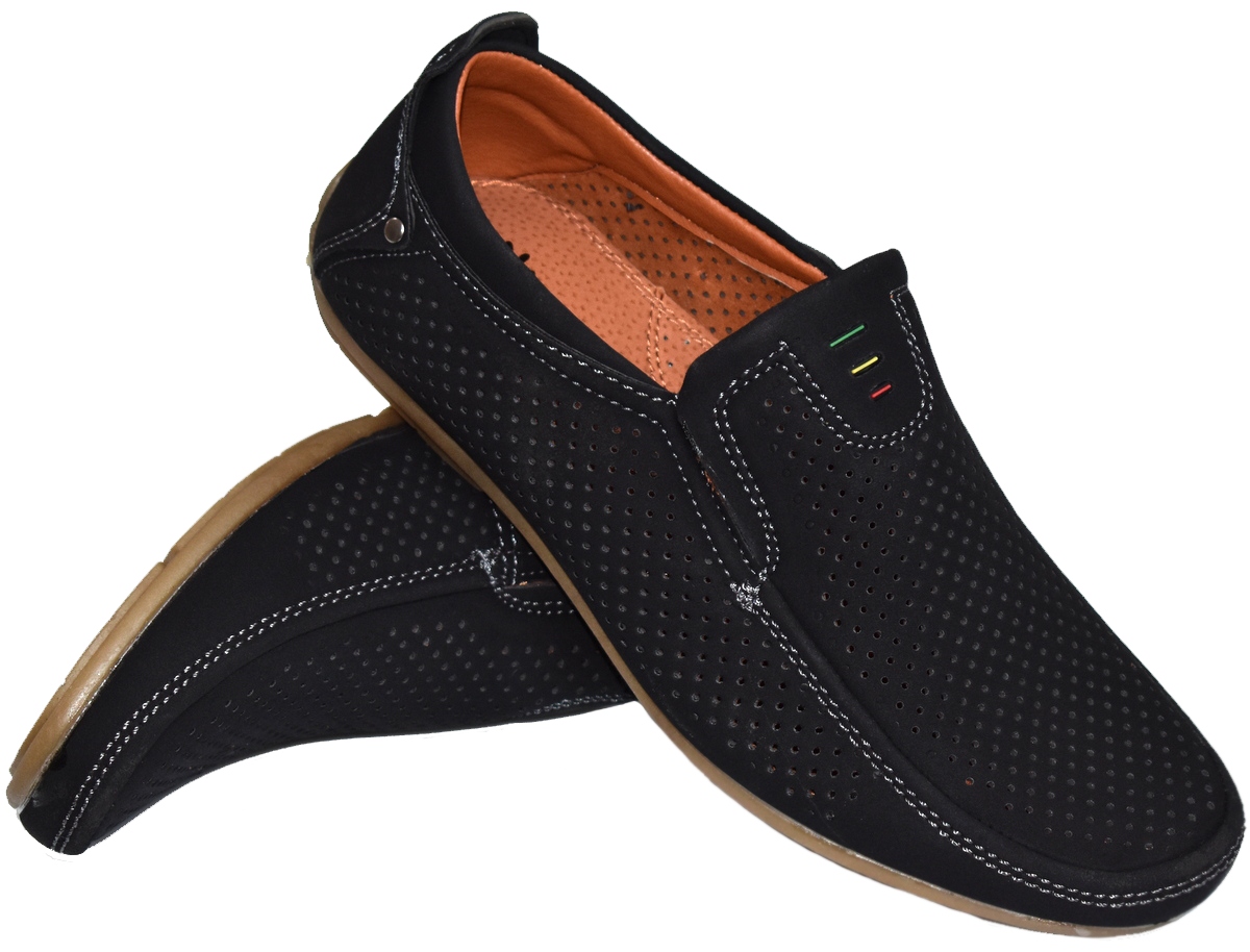 BESSKY Mokasyny Czarne Lekkie Półbuty Wsuwane Zamsz Wizytowe 24,5 cm - 38 Marka Inna marka