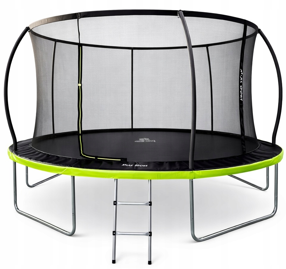 Trampolina Ogrodowa Atlas Sport 427cm 14ft Siatka 180 CM Pro Zielona