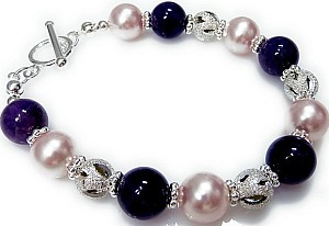 Krásný náramek Rose Amethyst Crystal Stříbro