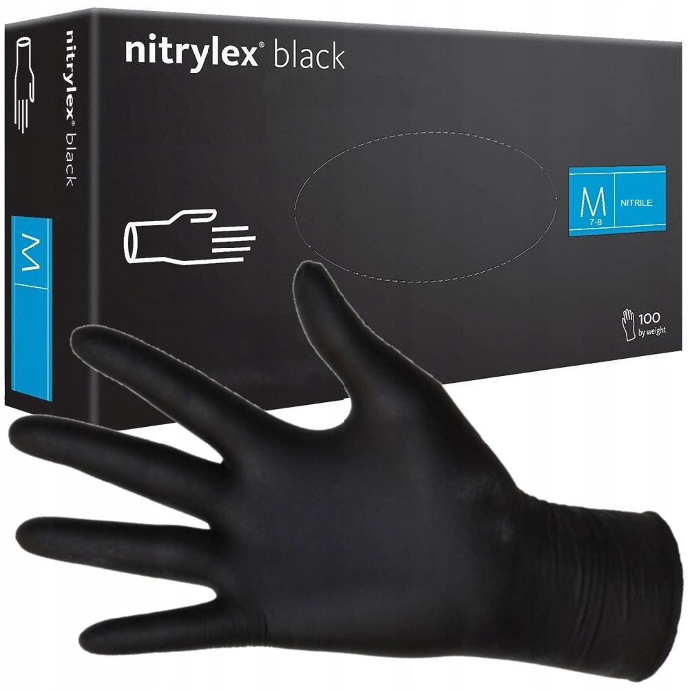 

Rękawiczki Nitrylowe Czarne Black M 100 sztuk