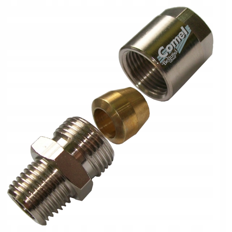 Nypel 1/4" z baryłką zaciskową na rurkę 10 mm